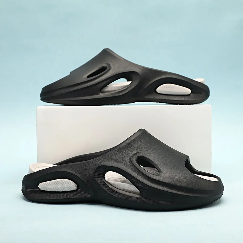 Slīdošās čības vīriešiem, neslīdošas ar biezu zoli, mīkstas putuplasta slīdņus, ērtas čības iekštelpām ārā_voghion.com