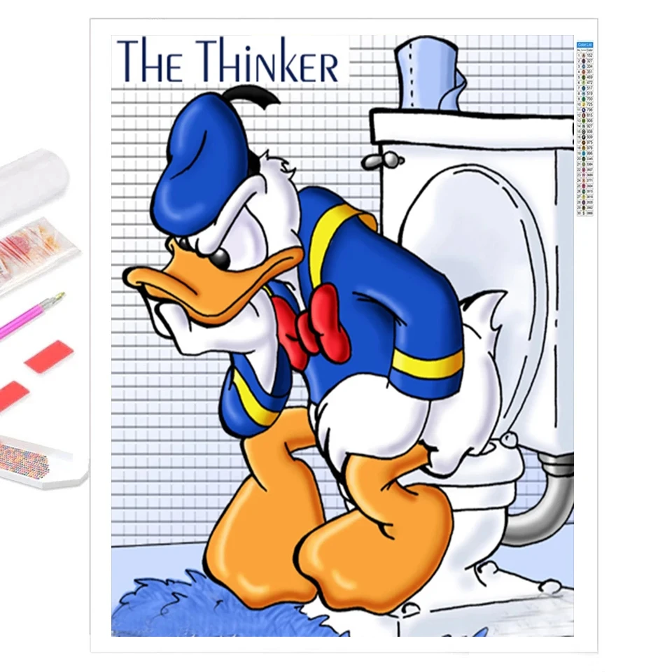 Disney Donald Duck Toilet Diamond Painting 5D Full Diamond Ricamo Cartoon Mosaic Picture Cross Stitch Bagno Decor Home