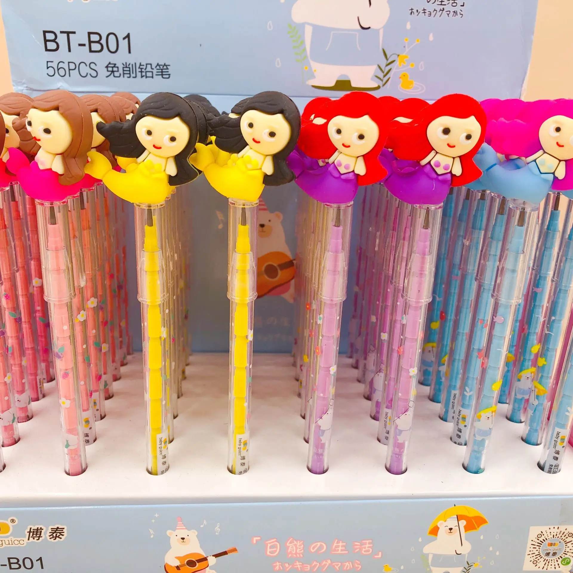 Coreana dos Desenhos Animados de Silicone Caneta para Colorir Disney Versão Lápis Automático Sereia Bala Pintura Bonito Material Escolar 56 Pçs 11 Computers & Electronics