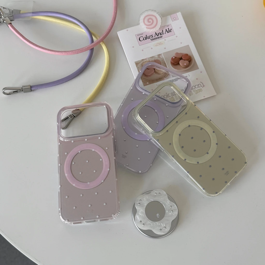 غطاء هاتف لاسلكي مغناطيسي بتصميم منقط غير لامع مع...