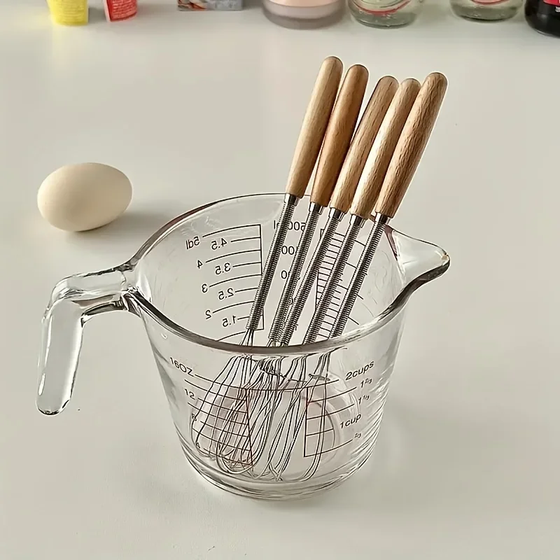 Stainless Steel Mini Egg Beater Wooden Handle Whisk Egg Mixer thumbnail 5