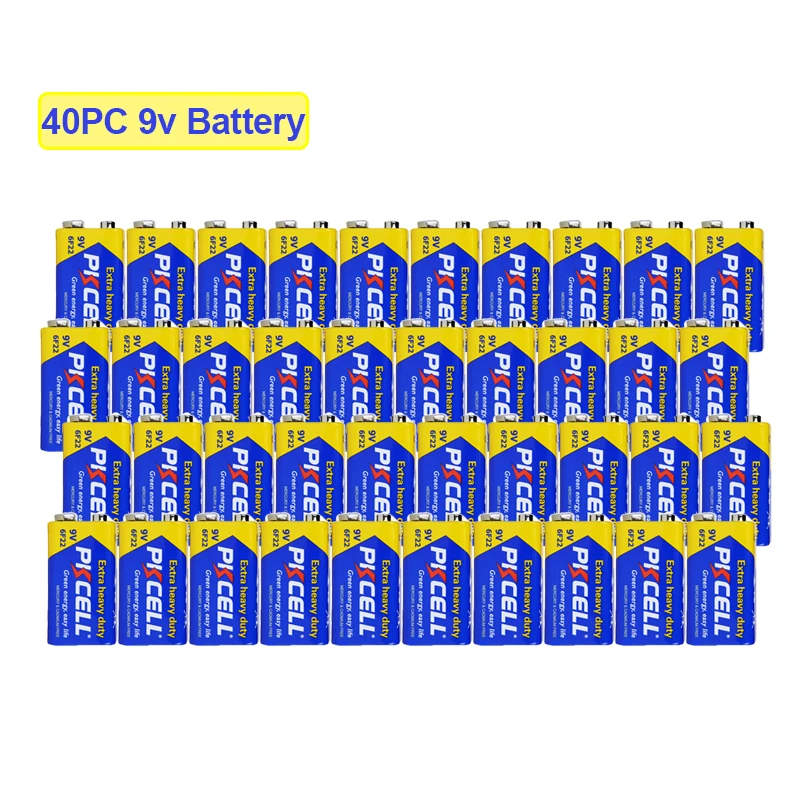 40PC 6F22 9V Battery Smoke Detectors 9V Batteries Equal to CR9V ER9V 6LR61 batteries Metal detector