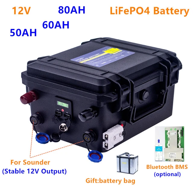 Batterie lithium LifePO4 12v 60Ah étanche pour moteur de bateau et