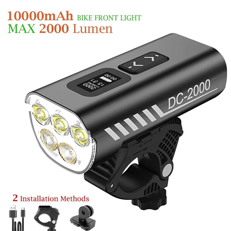 Fanale Posteriore Bici Super Luminoso A 6 LED - 2000 Lumen, 6000 MAh, Ricaricabile, 10 Modalità, Impermeabile, Autonomia 48+ Ore