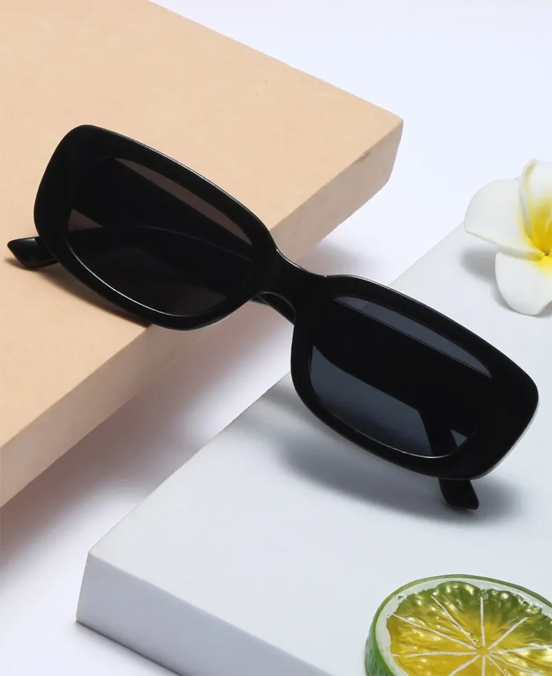 Kleine Sonnenbrille mit quadratischem Rahmen, Vintage-Mode, schmaler quadratischer Rahmen, UV400-Schutz, Autofahrerbrille_voghion.com