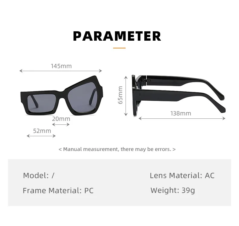Neue Mode Persönlichkeit Männer Hip Hop Übertriebene Sonnenbrille Asymmetrische Größe Augenbraue Pick Frauen Oculos – Detail 3