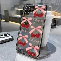 Adorable Cherry Clear Phone Case Cover - iPhone 15 Plus (Black02 TS01)