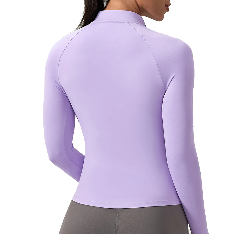 Customize Women Half Zipper Yoga Shirts Long Sleeve Fitness Running Gym T-Shirts Workout Quick Dry High Elastic Sports Tops