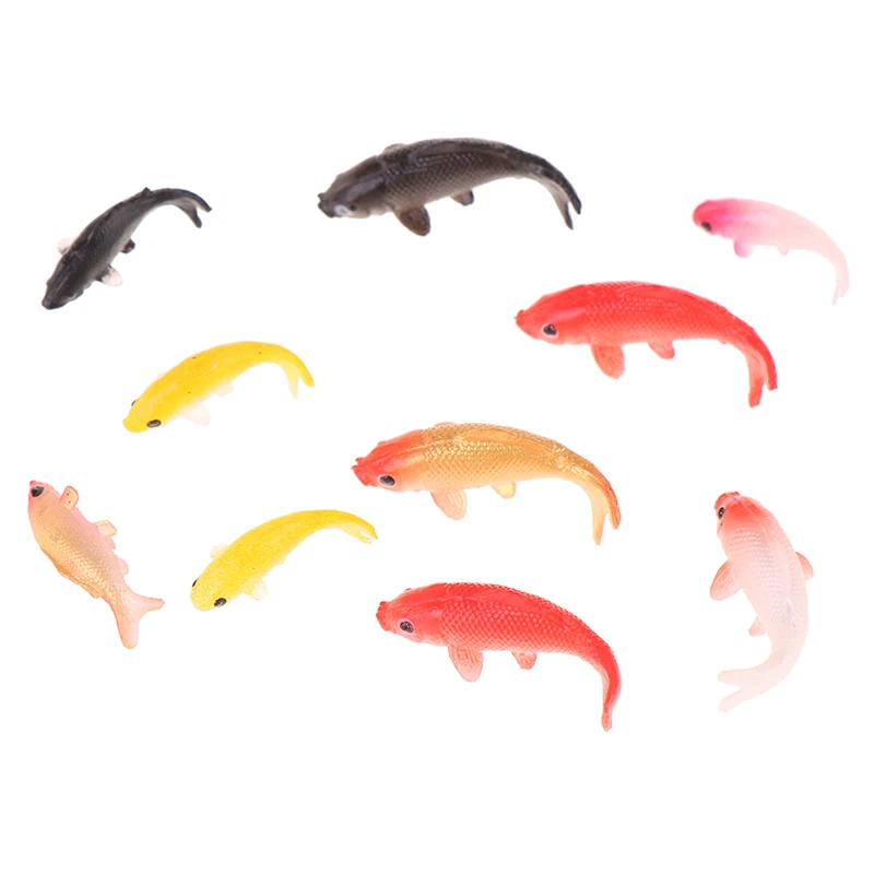 5pcs Dollhouse Miniature Model Fish Carp Simulation Animals For Kids Toys DIY Decorative Goldfish Figurines Home Decor 21pcs miniature road cone tiny safety traffic cone traffic sign toys cake topper teaching aids road cones red roadblock model