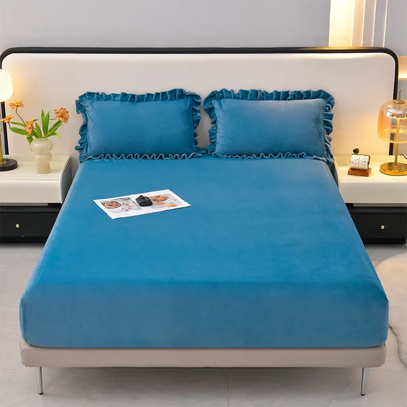 new high gram weight solid color milk fleece mattress thickened, strong warmth retention in winter, soft and comfortable