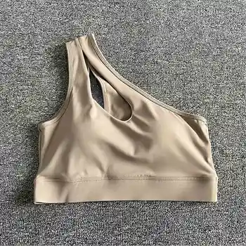 Ribbed Sexy Sport Woman One Shoulder Strappy for Top Suppliers and Legging Top for Women Fitness Sports Bra