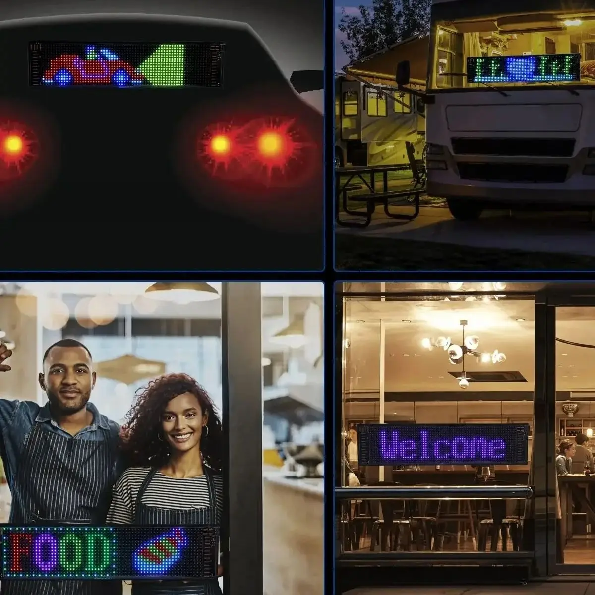 P4 16X32 LED Panel Flexible RGB Display Screen USB Bluetooth Waterproof for Outdoor Shop Car Advertising