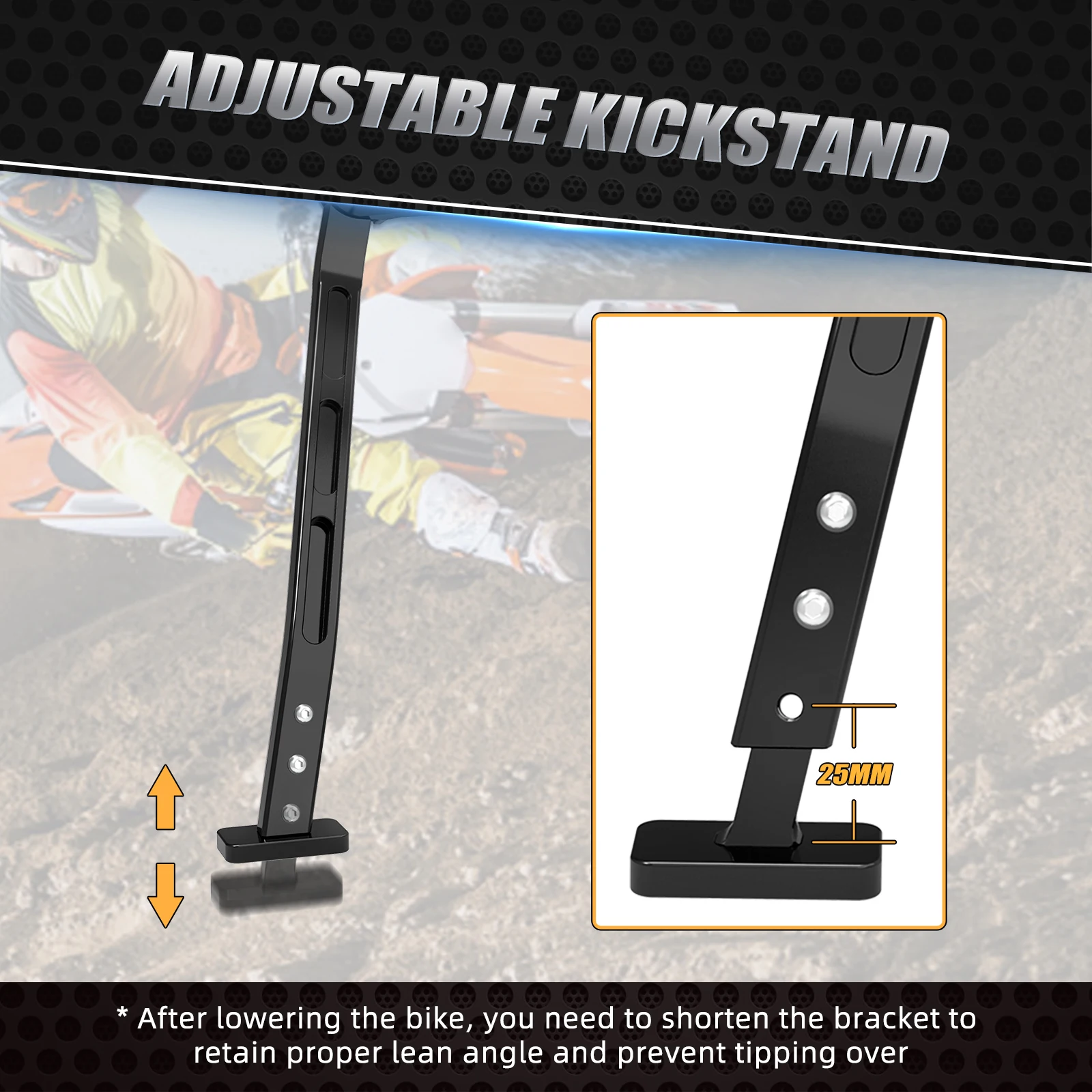 For-Husqvarna TC 125 250 FC 250 350 450 25MM Adjustable Kickstand Side Stand For GasGas MC 125 250F 350F 450F -23