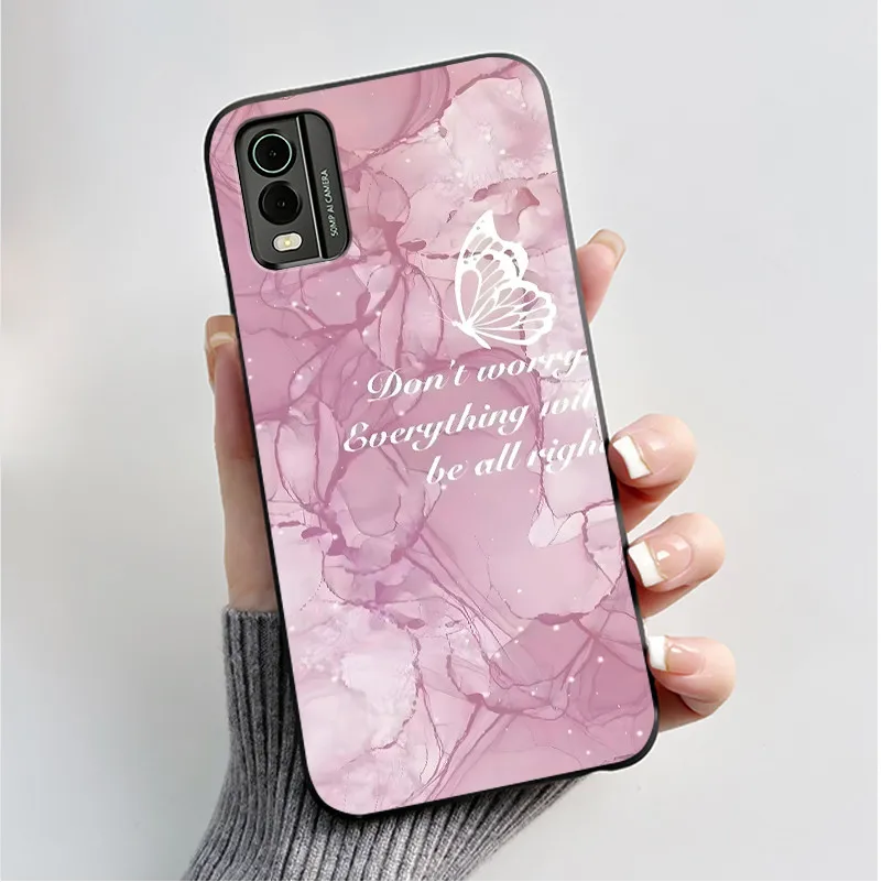 Black Soft Silicone TPU Luxury Fashion Flower Butterfly Phone Case
