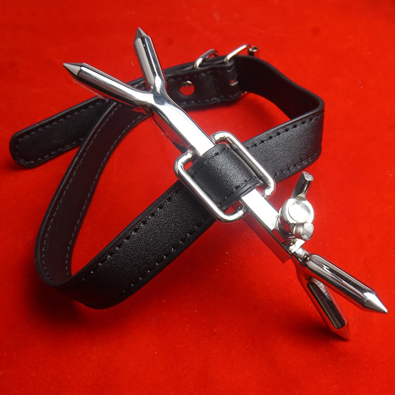 BDSM Faux Leather Posture Collar With Adjustable Double-ended Prong Fork Bondage,Restraints.Sex Toys For Couples,Role Play_voghion.com