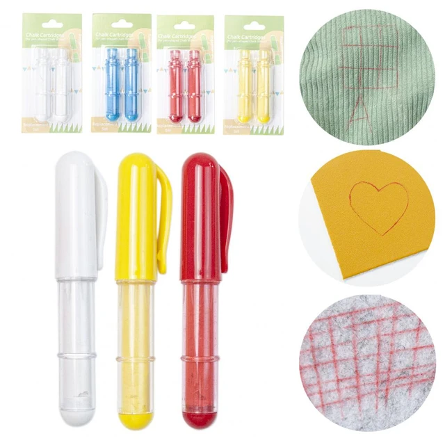 2-Pack Fabric Chalk Markers for Sewing and Quilting - White and Yellow Sewing Chalk for Fabric for Easy and Consistent Erasable Marking - Tailors