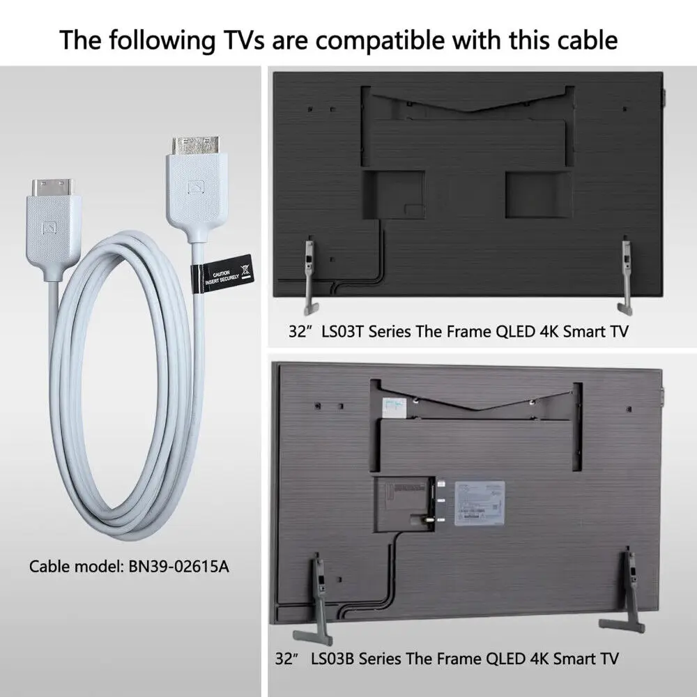 삼성 TV 32인치용 새 원 커넥트 케이블 더 프레임 LS03T LS03BB BN39-02615A 2.5m 8.2ft QE32LS03TCUXXU QE32LS03TCUXXC