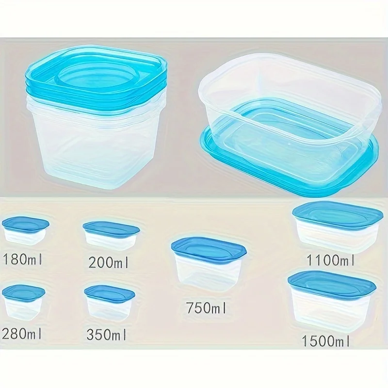 15 pcs (with lid)-Plastic Food Storage Containers, Bento Boxes, Lunch Boxes, Reusable Food Storage Containers