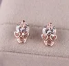Rose Gold Color Skull Stud Earrings With Sparkling Zircon Cute Hip-Hop Style Street Punk Neutral Earrings For Couples jewelry 3
