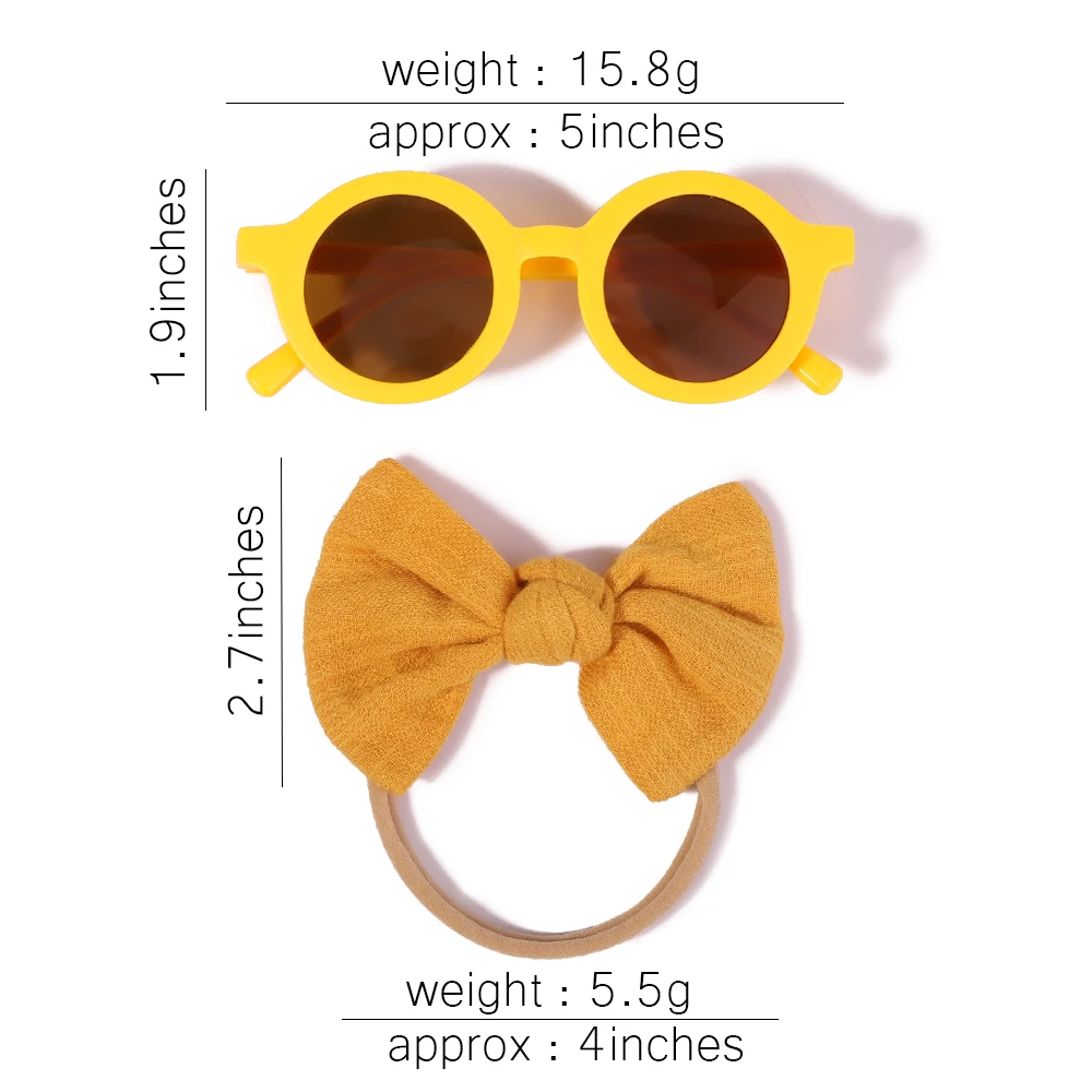 2Pcs/Pack Vintage Kids Summer Bows Headband Sunglasses Hair Accessories