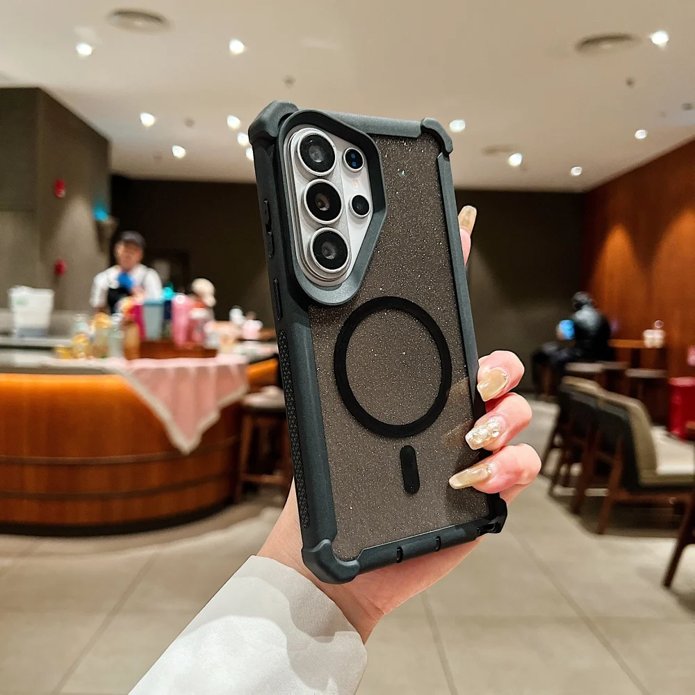 Radiant Glitter Magnetic Airbag Shockproof Case - Transparent Protective Cover