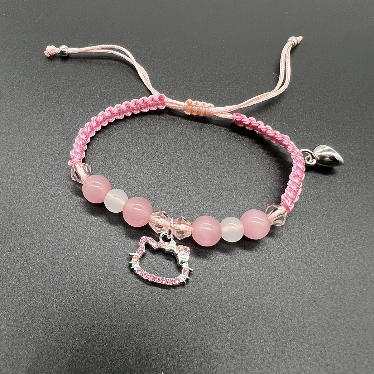 Pink Color Crystal Cats Friendship Bracelets for Best Friend Bff