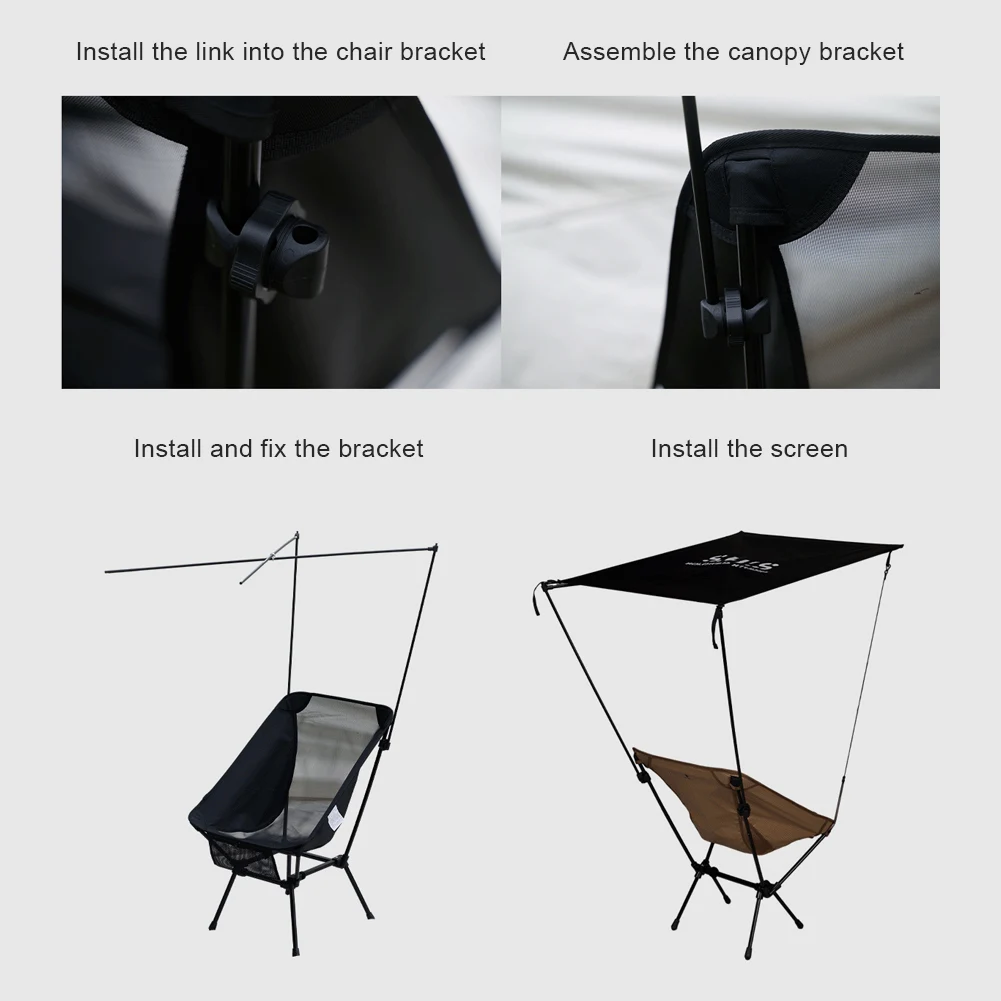 Ultralight Attachable Chair Canopy Portable UPF 50+ Sunshade Beach Camping Fishing Picnic Compatible with Multiple Moon Chair