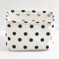 2pcs Cotton And Linen Desktop Storage Box Small Foldable Canvas Storage Basket With Handle Small Fresh Waterproof Storage Basket 2