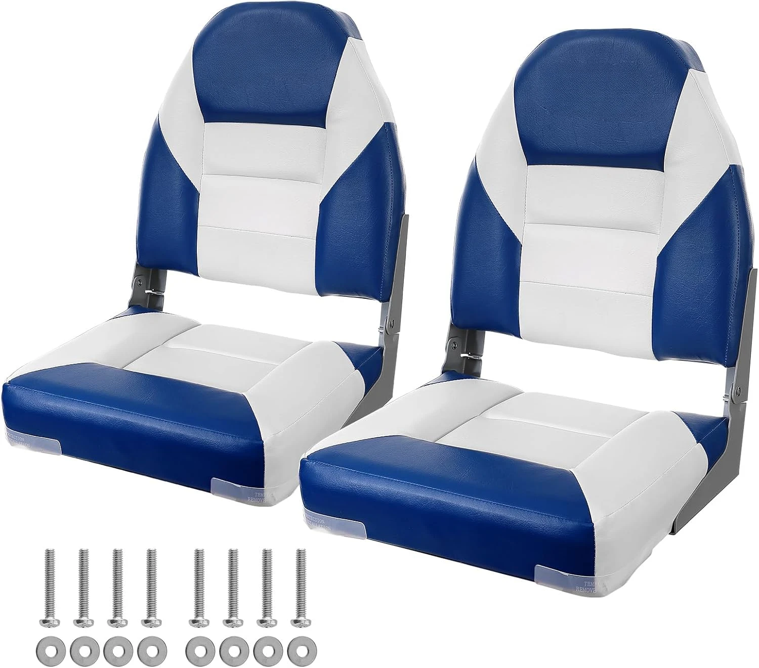 21.85" High Back Boat Seat, Folding Boat Chair with Thickened Sponge Padding and Hinge, Fold-Down Captain Chairs