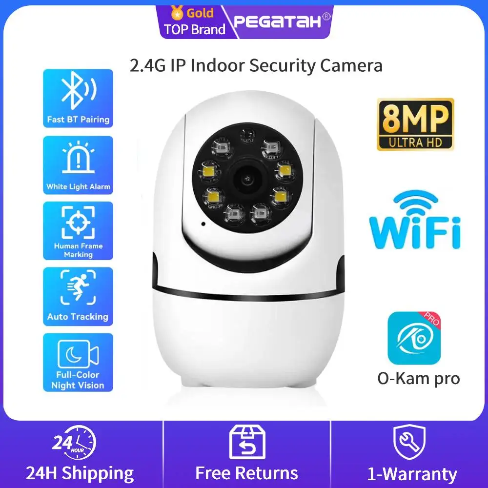 Wifi IP Camera Smart Home Auto Tracking 8MP Full Night Vision 5.0X Zoom Network Wireless CCTV Video Baby Security Cam O-Kam pro