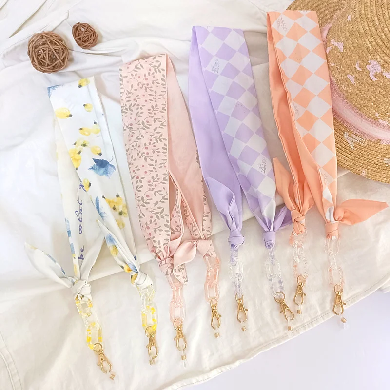 

Acrylic Print Silk Scarf Design Glasses Chain Jewelry 2023 Lanyard Women Sunglasses Chain Outdoor Mask Rope Eyewear Accessories