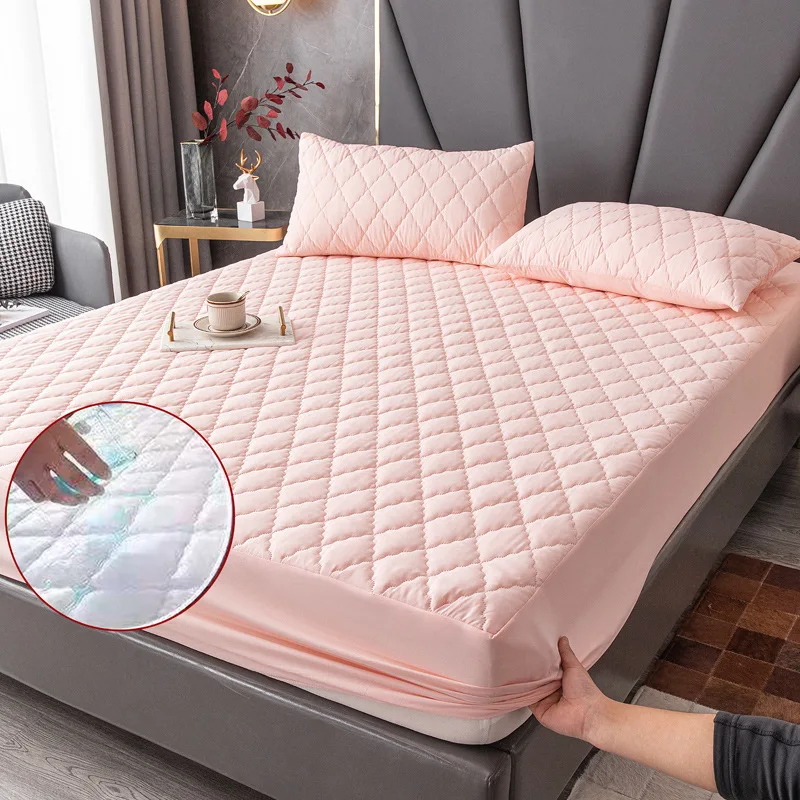 Washable Bed Cover Queen Size Fitted Bed Sheet 140x200cm Mattress Cover  Embossed Quilted King Mattress Protector - AliExpress