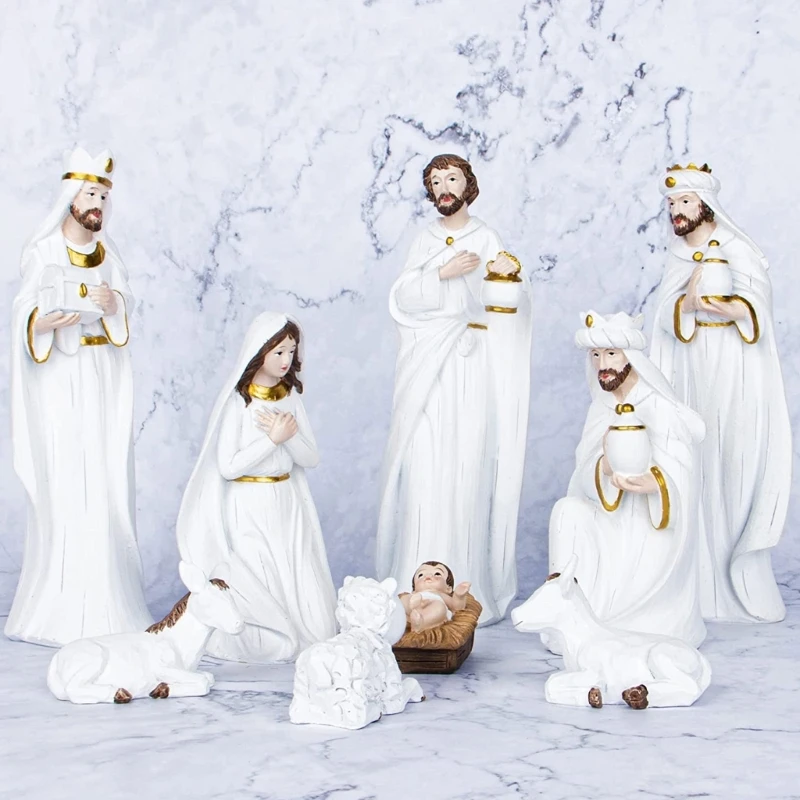 Jesus Nativity Statue Christmas Manger Decoration Living Room Statue Ornament christian statue home decor items