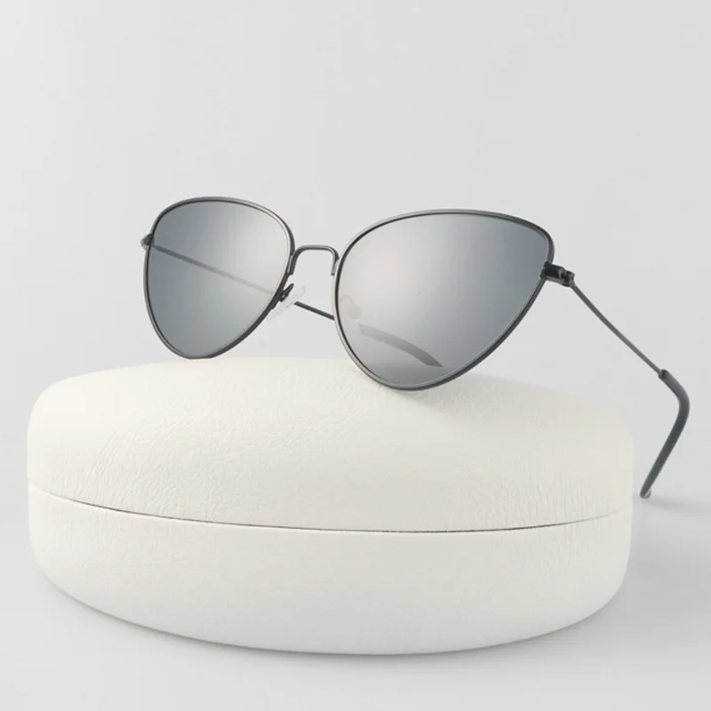 

Brand Designer Cat Eye Sunglasses Woman Vintage Fashion Mirror Sun Glasses Female Retro Ocean Color Metal Frame Oculos De Sol