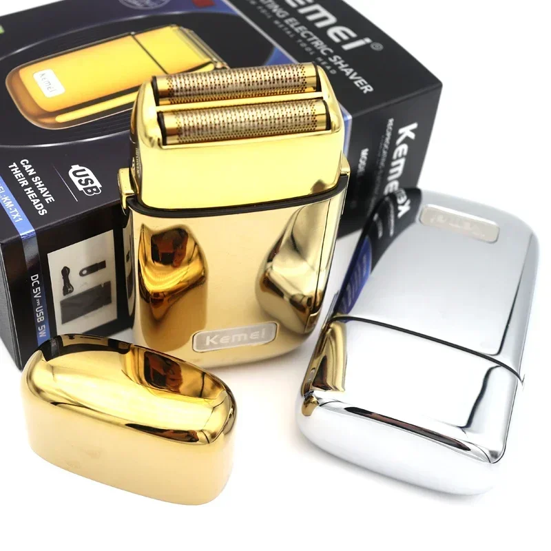 Kemei-TX1-Full-Metal-Electric-Shaver-for-Men-Hair-Beard-Double-Foiled ...