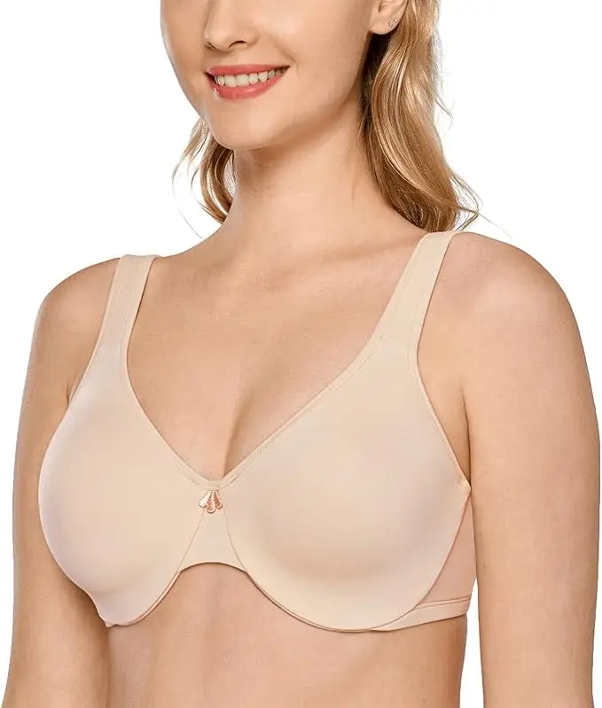 DELIMIRA Women Everyday Bra Minimizer Bra Plus Size Underwire Full Coverage Seamless Bras