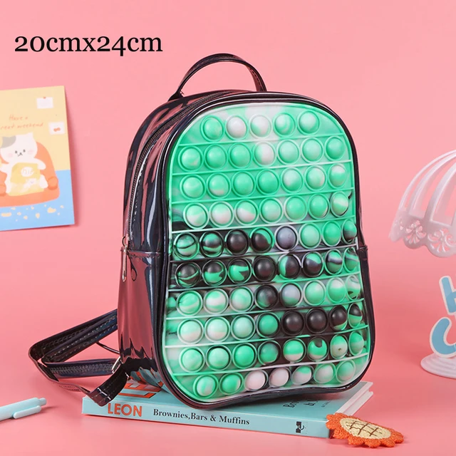 Backpack Pop Push Bubble Finger Toys School Bag Adult Anti Stress Reliever Squeeze Toys Antistress Pop Soft Squishy Gifts 6