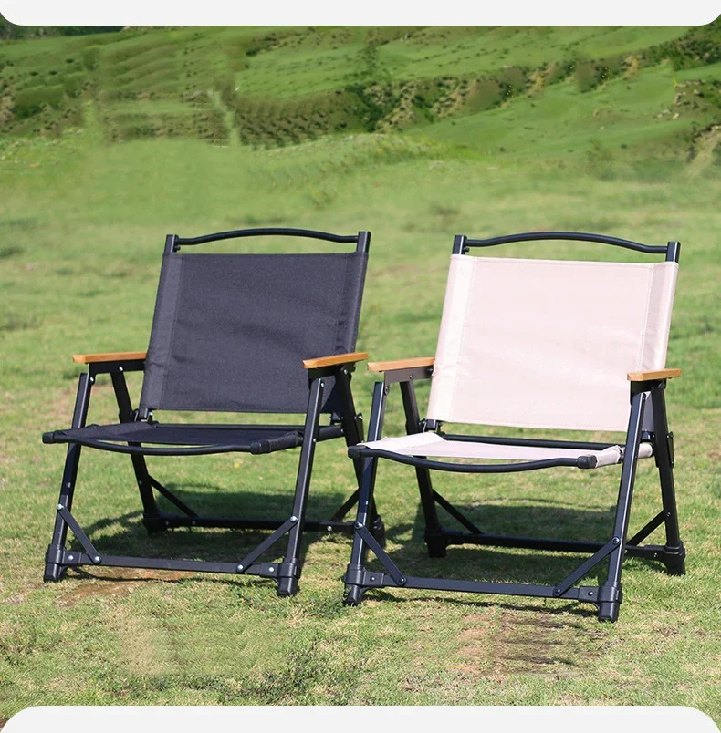 New Detachable Kermit Chair Convenient Aluminum Widened Camping Folding Chair Outdoor Picnic Sea Fishing with Wood Armrest