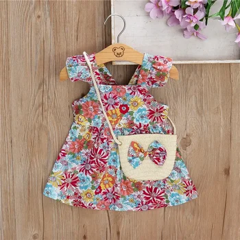 Girls' Summer Halter Dress with Bag 1