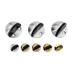 Stainless Steel Rubber Door Stopper Non Punching Sticker Hidden Door Holders Floor Mounted Nail-free Door Stops