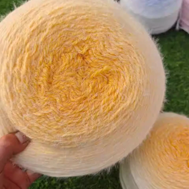 200g/600g 그라데이션 컬러 롱 울 원사 손뜨개 꽃무늬 담요 스웨터 스카프 장갑 모자 원자재 그라데이션 컬러 원사