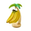 Wooden Banana Rack Hanging Kitchen Rack Simulated Leaf Decorative Fruit Vertical Storage Rack with Hook Kitchen Decoration 4