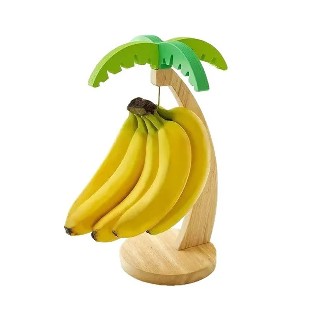 Wooden Banana Rack Hanging Kitchen Rack Simulated Leaf Decorative Fruit Vertical Storage Rack with Hook Kitchen Decoration 4