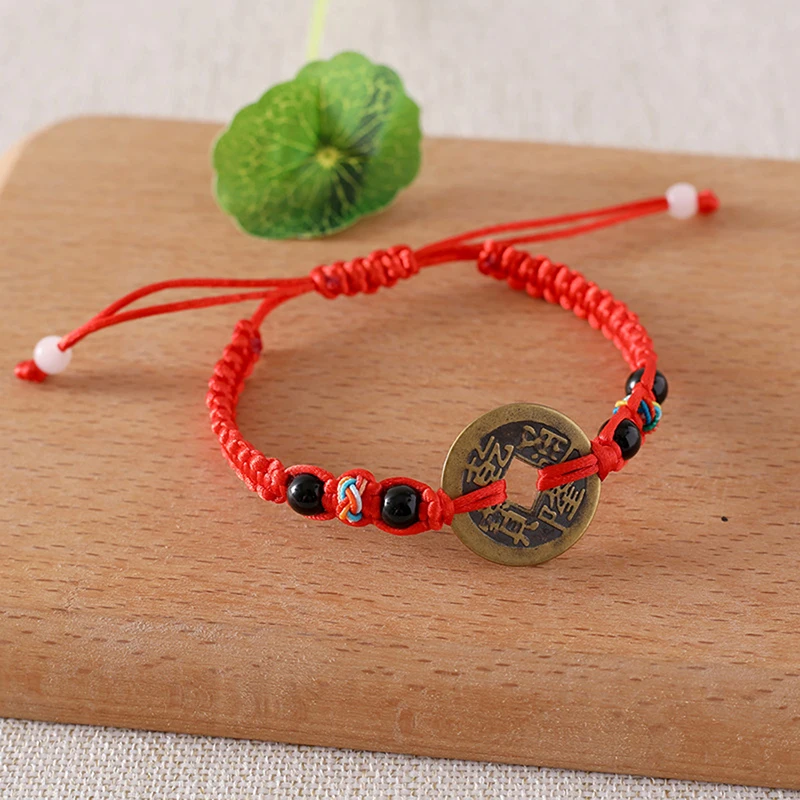 Bracelet Jewelry Buddhism Six Words Ancient Coin Kabbalah Red String Lucky Protection Red Rope Bracelets bracelet jewelry