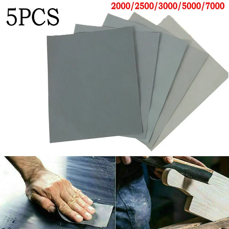 

5pcs Sand Paper 2000 2500 3000 5000 7000 Wet Dry Sandpaper Soft Paper Base Precision Polishing Car Paint Mixed Assorted Grit