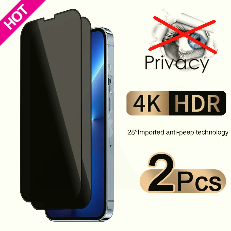 

2pcs Privacy Glass for iPhone 14 11 12 13 Pro Max Mini Anti-Spy Screen Protector for iPhone X XR XS Max 7 8 6 6S Plus Glass