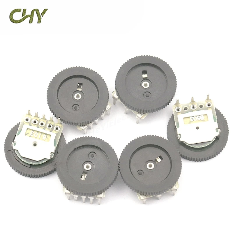 10pcs Double Dial Taper Volume Wheel Duplex potentiometer B102 B103 B203 B503 B104 1K 2K 5K 10K 20K 50K 100K 3Pin 5Pin 16*2mm