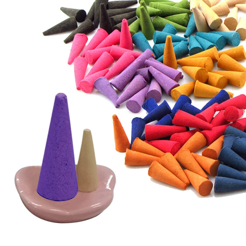 incense cones FY Natural Small or Plus Incense Cones Fragrant Sandalwood Jasmine Lavender Tower Spices Cones Indian Bulk Incenses Aromatherapy