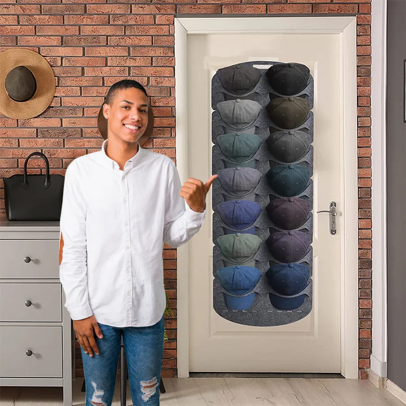 

Новая фетровая 14 сетчатая полка для бейсболок, большая сумка для хранения кепок из нетканого материала на задней стенке двери