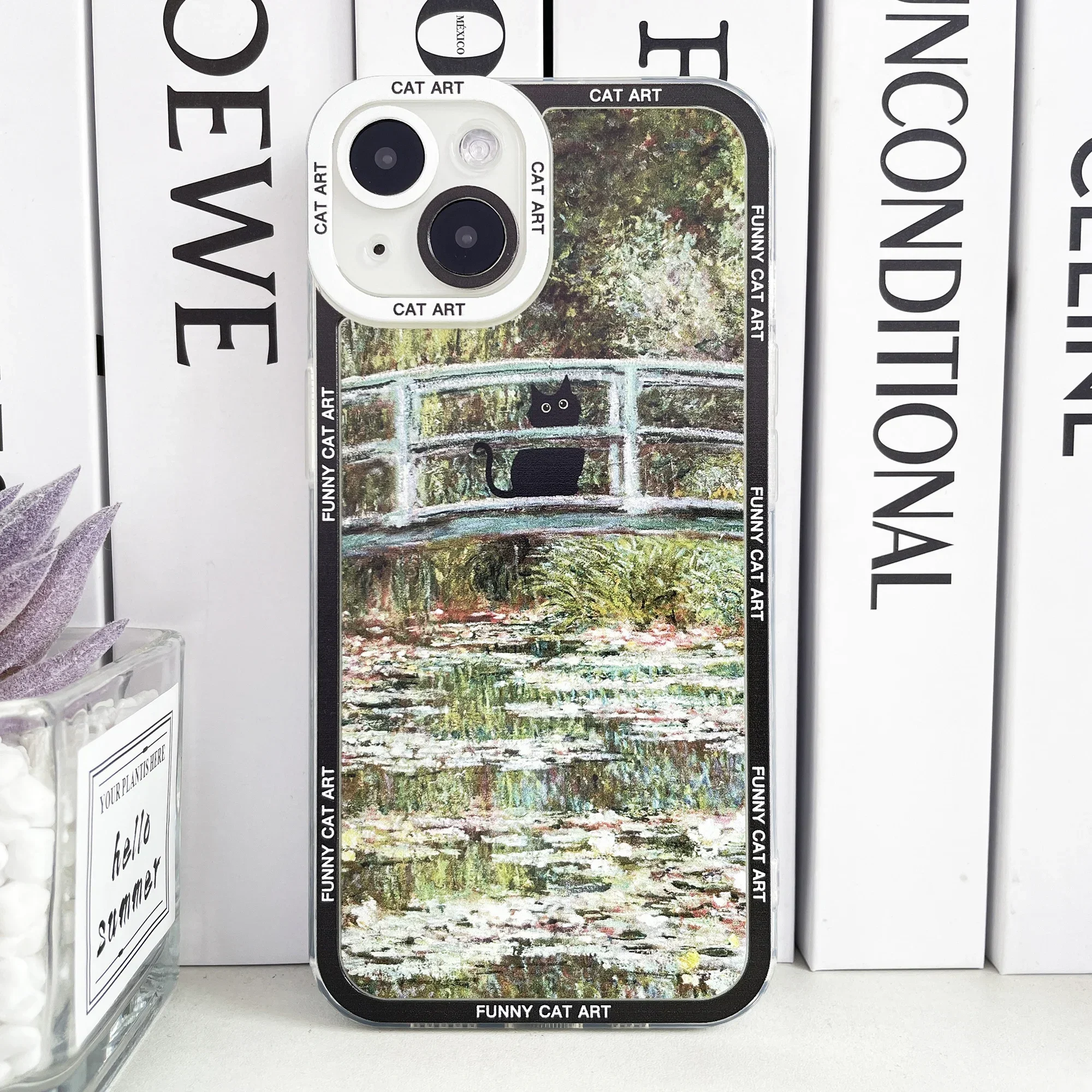 thumbnail image 1 of Funda de teléfono Claude Monet Van Gogh con diseño de gato divertido para iPhone 16 15 14 13 12 11 Pro Max Mini XS X XR SE 7 8 Plus, funda suave transparente, 1 of 5